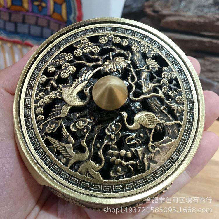 仿古大象雕花三足炉黄铜三足香炉新款(现货)