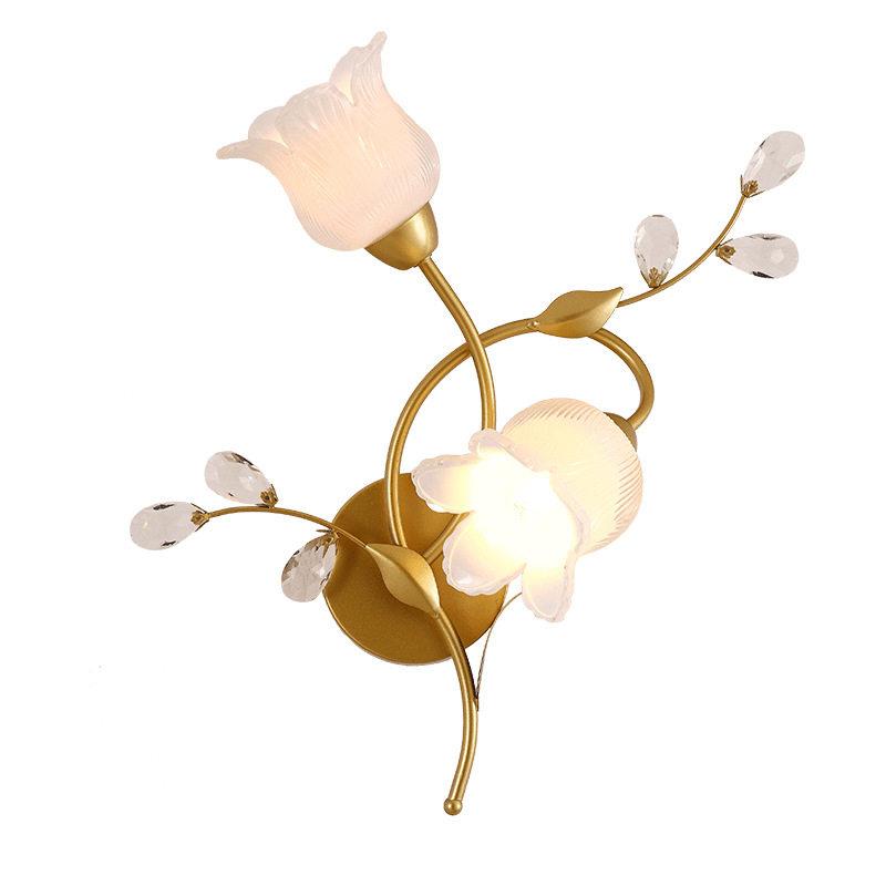 美式田园花草壁灯现简约欧式客厅背景墙灯铁艺乡村卧室床头灯具
