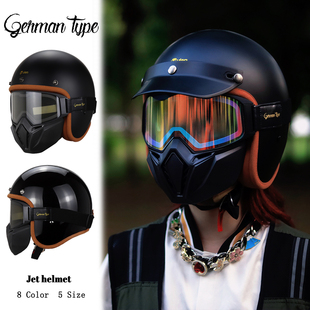 台湾碳纤维复古机车3/4头盔摩托车半盔巡航四分之三头盔男女四季