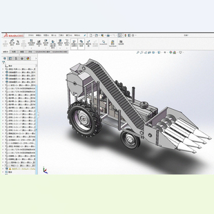 收割机设计 玉米收获机设计 三维SW CAD图纸 X1582 说明 背负式