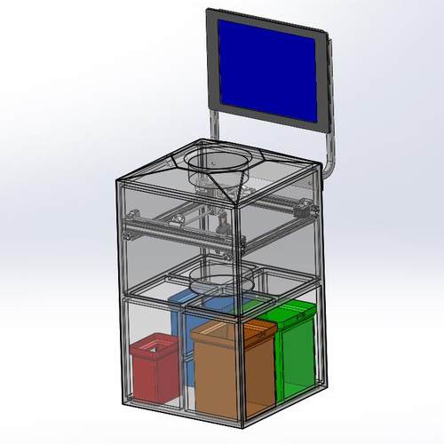 X1802-智能分类垃圾桶solidworks三维模型3D建模设计