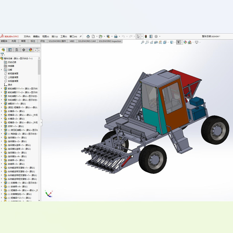 X1600-蒜薹采摘机 蒜苔采摘机设计三维图SW模型SolidWorks建模