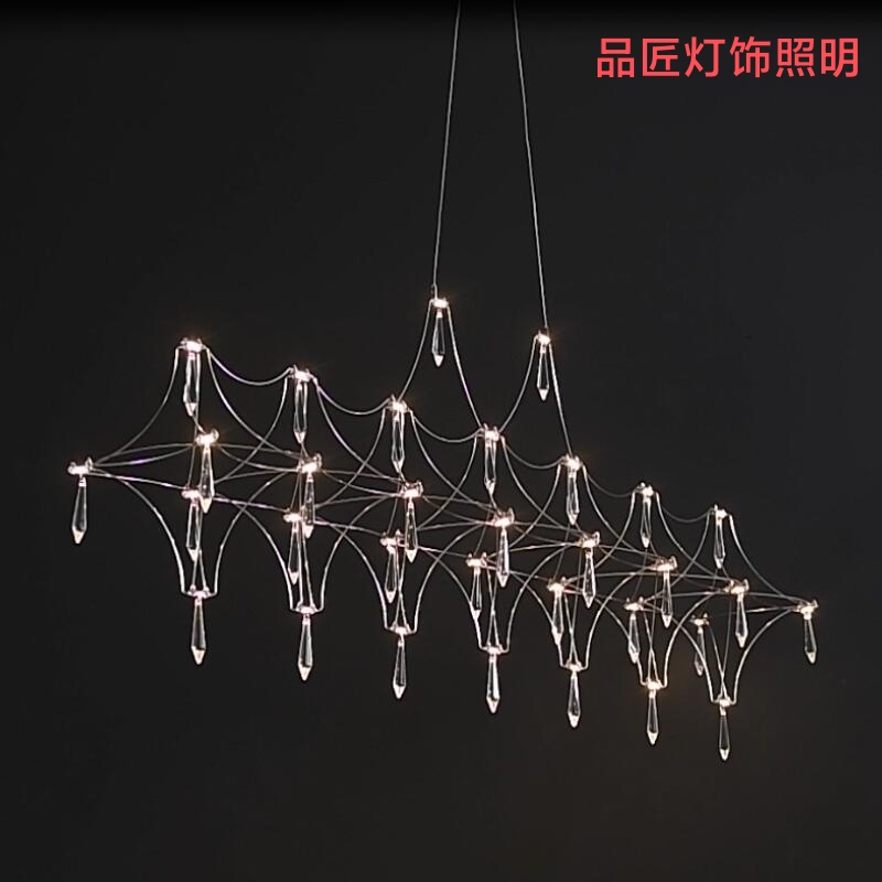 餐厅长条吊灯 轻奢极简餐桌现代简约吧台前台设计师艺术水晶led灯