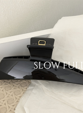 封神黑色PC夹亮面黑抓夹赵露思同款许欣发抓斜一字梯形鲨鱼发夹子