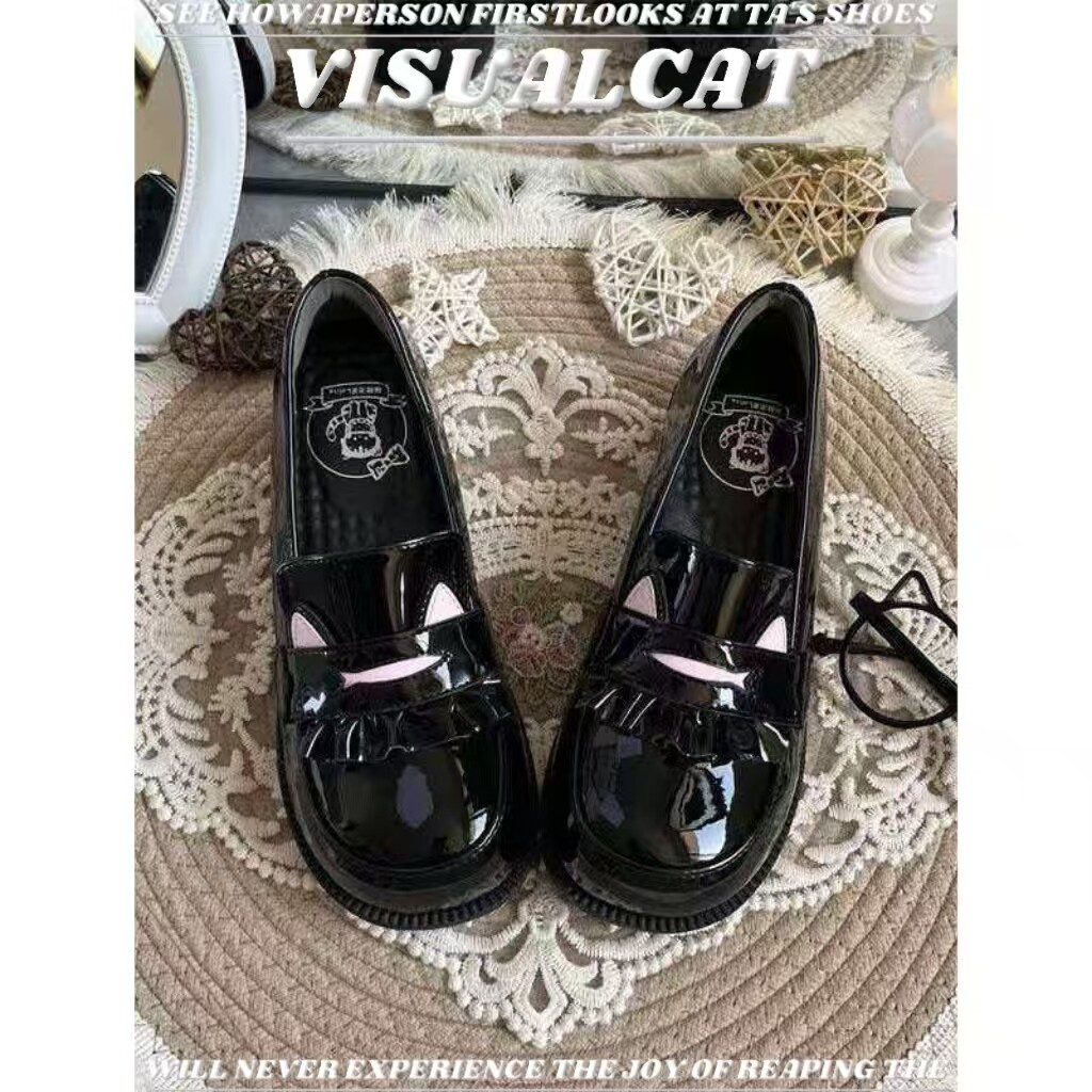 猫猫学院刺绣lolita鞋子春季圆头JK制服小皮鞋中跟洛丽塔lo鞋