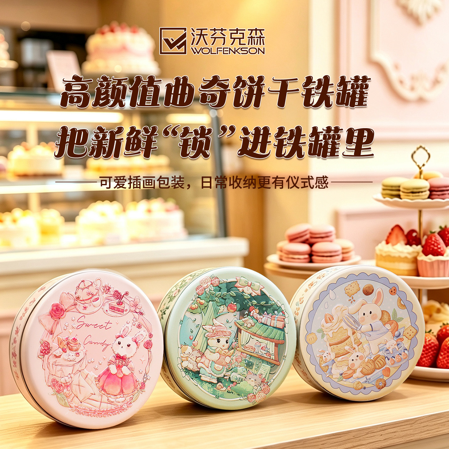 曲奇饼干铁罐包装盒可爱复古卡通创意罐罐梨膏糖蛋糕食品级收纳盒