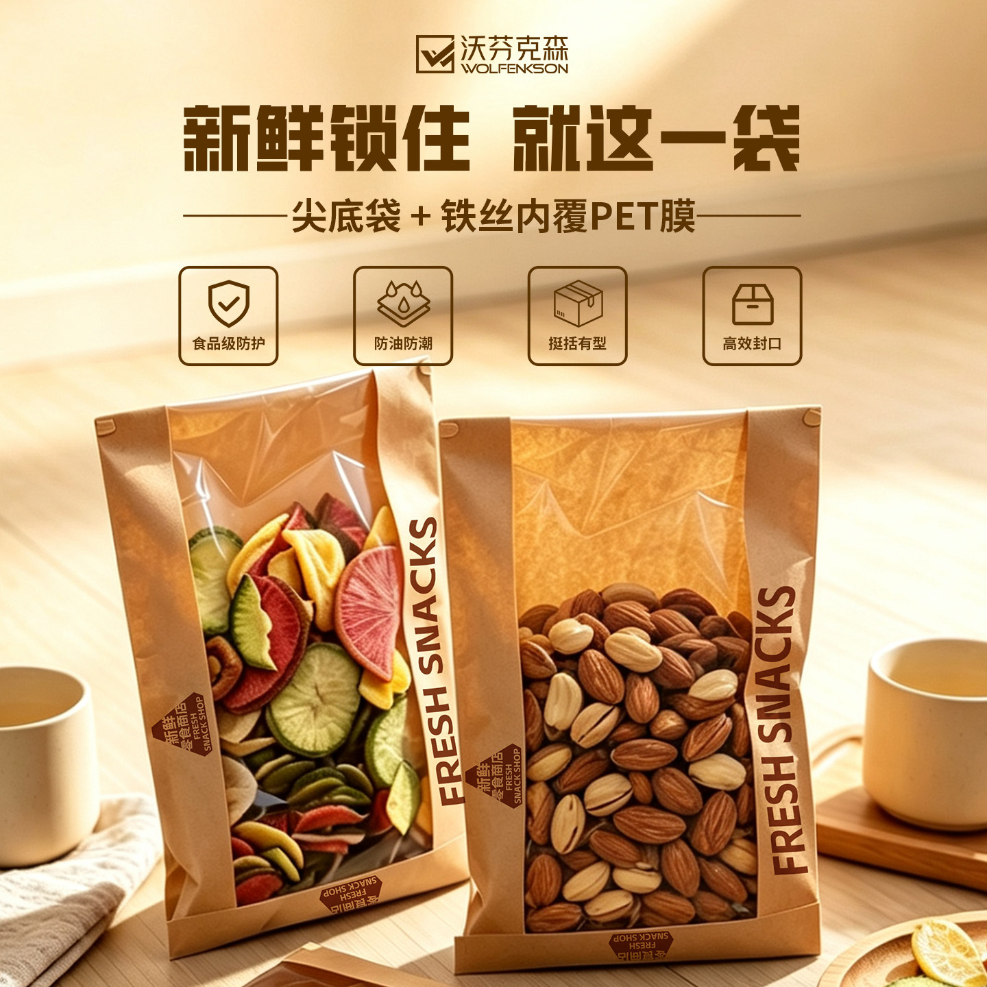 食品级红条自封牛皮纸袋