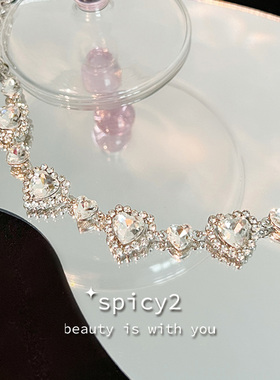 满钻桃心拼接choker公主风甜美