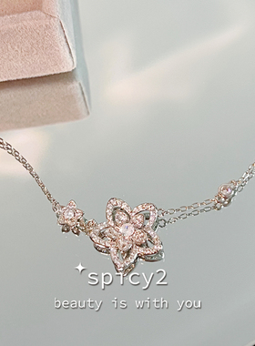 小众高级感花朵项链名媛气质轻奢