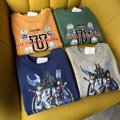 外贸日单奥特曼长袖 男童套头卫衣纯棉毛圈卡通动漫迪迦捷德泽塔