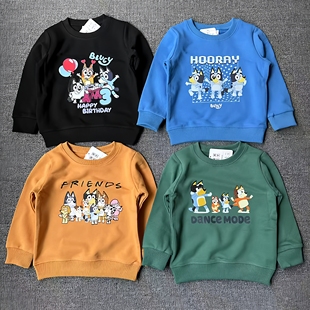 外贸日单Ｂ鲁伊狗狗春秋儿童纯棉毛圈卫衣卡通动漫印花上衣 宾果