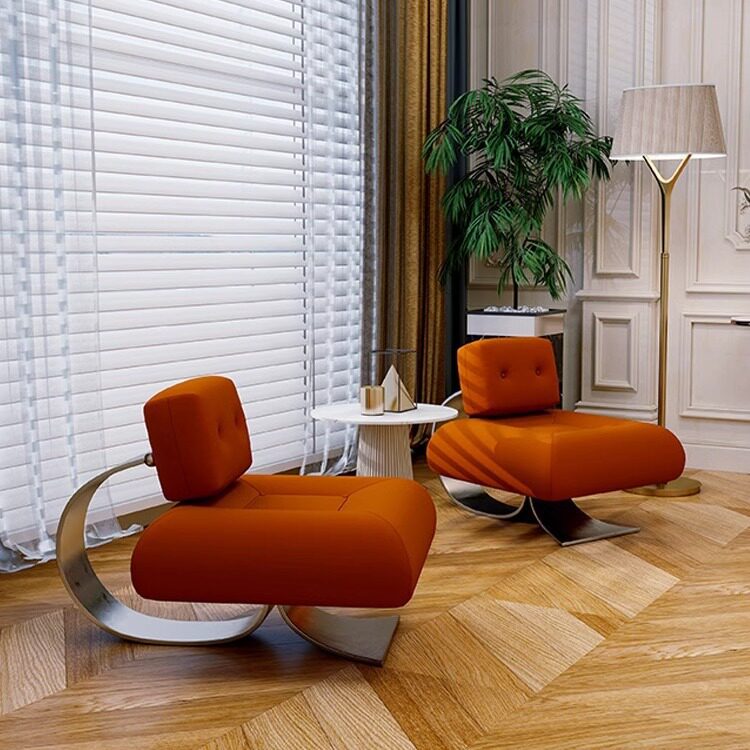 轻奢简约艺术异形金属鱼尾休闲椅黑桃K酒店别墅客厅懒人单人沙发