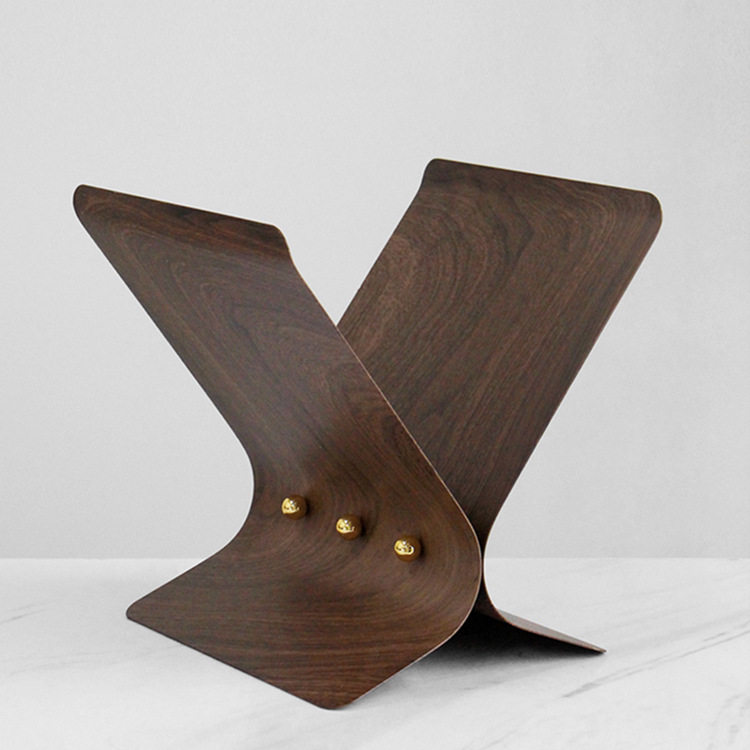 现代轻奢金属杂志架书报架摆件书房样板间收纳架售楼大厅软装