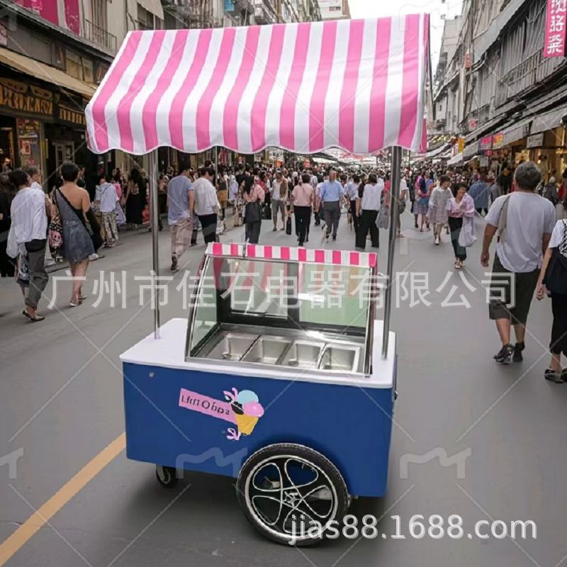 厂家供应 4盘户外雪糕车 商用 110V gelato cart 冰淇淋摆摊车