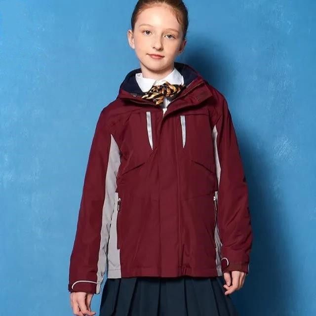 北大附属中小学生冬季加绒加厚可拆卸式连帽冲锋衣校服套装14t009