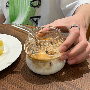 INS胖嘟嘟水果茶杯高颜值咖啡杯大容量玻璃杯餐厅冷饮杯果汁杯子