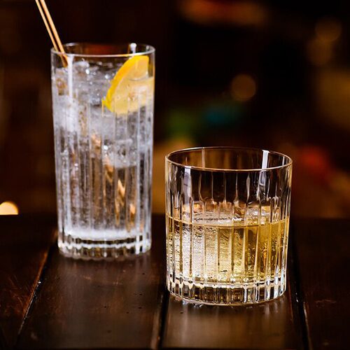 复古条纹威士忌酒杯精致玻璃杯子