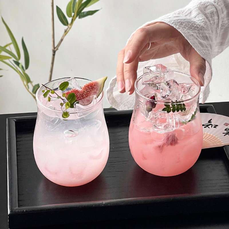 简约郁金香玻璃杯耐热创意茶饮杯