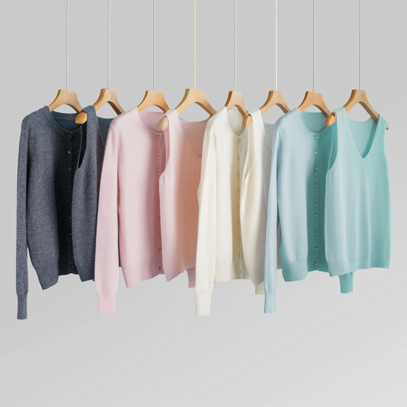 100%纯小山羊绒衫V领无袖背心