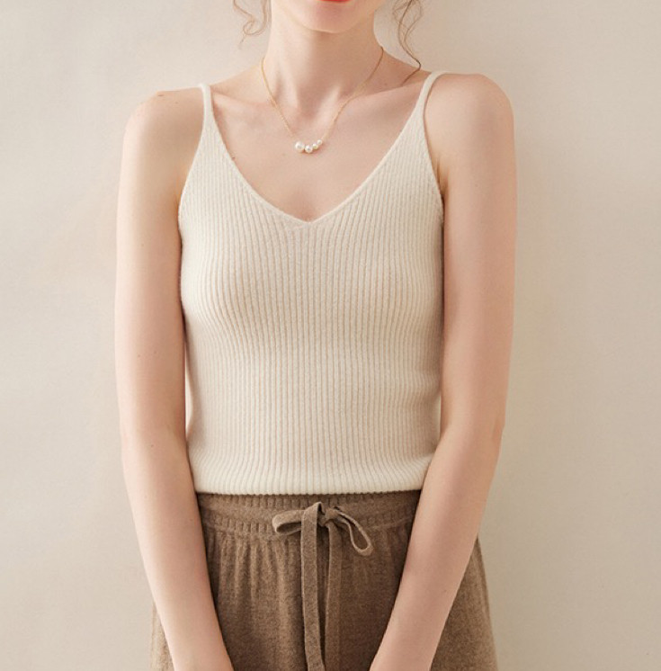 Pure Cashmere Camisole: 100% Cashmere V-Neck Slim Fit - Taobao product photo 5