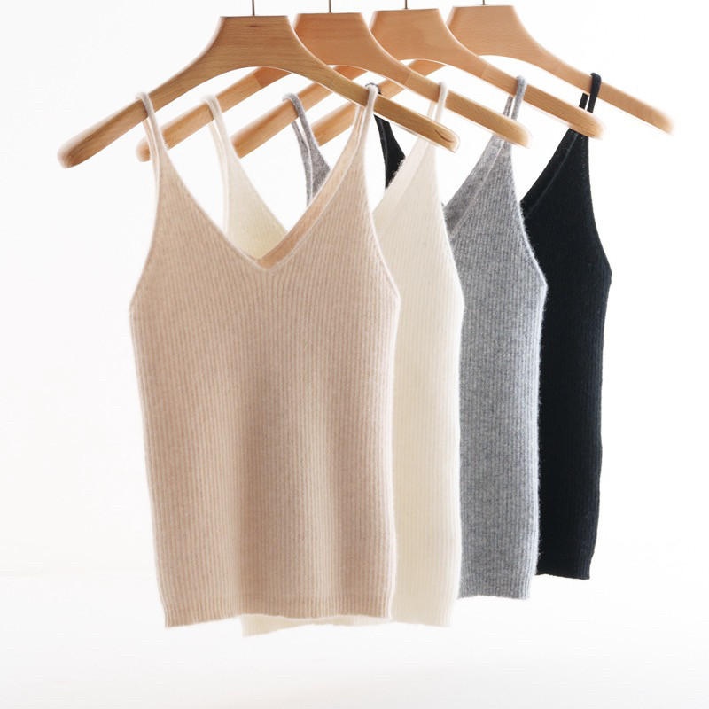 Pure Cashmere Camisole: 100% Cashmere V-Neck Slim Fit - Taobao product photo 3