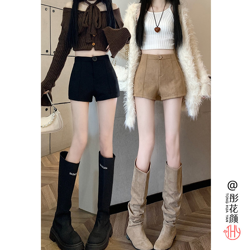 卡其色鹿皮绒短裤女外穿秋冬季2025新款高腰显瘦复古直筒靴裤辣妹,女装/女士精品,休闲裤,淘宝优惠券,粉丝福利购,淘宝优惠卷