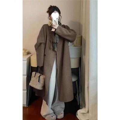 2025新款秋冬加绒毛呢大衣女韩版小个子中长款呢子加厚毛呢外套女