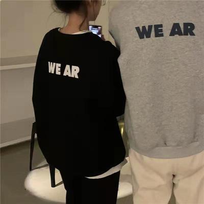 秋冬新款加绒字母卫衣女设计感小众美式oversize无帽情侣外套男女