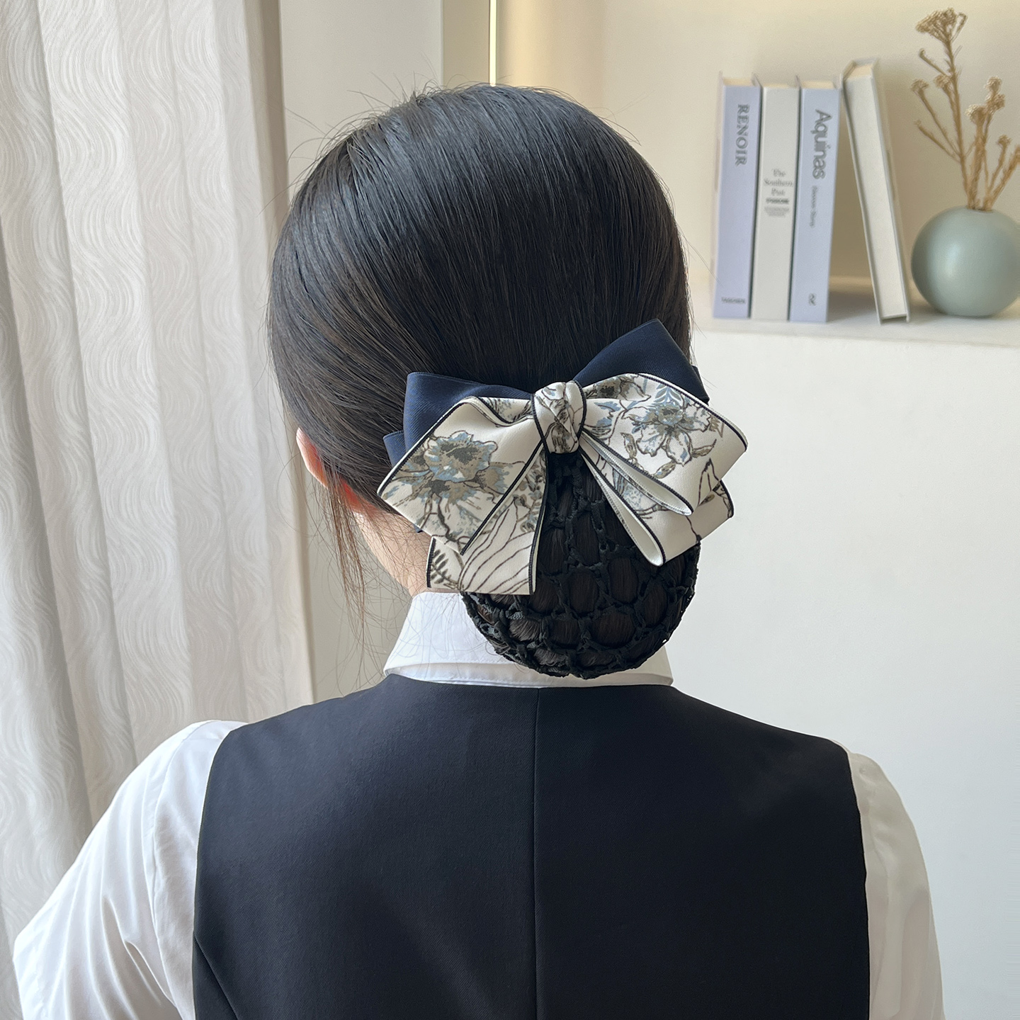 护士头花领结蝴蝶结发网水墨风款