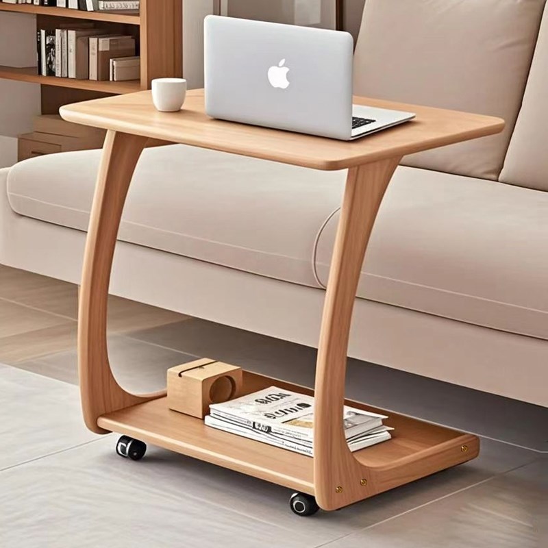 全实木沙发边几小边桌移动桌子带轮迷你茶几客厅小户型方角几茶台