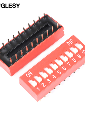 拨码开关拨动平拨直插DS-1P2P3P4P5P6P7P8P10P12位2.54mm红色蓝色