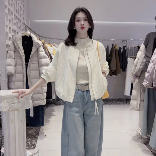 巨好看米白色韩系短款外套女2026春季新款小个子休闲百搭夹克上衣