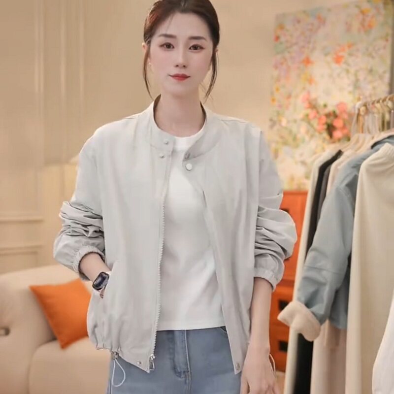 小个子休闲百搭短款时尚圆领夹克外套女春季新款巨好看减龄上衣