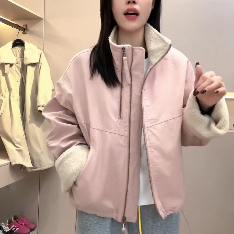 欧货小个子派克服女2025冬季新款加绒加厚工装外套羊羔毛夹克外套,女装/女士精品,派克服,淘宝优惠券,粉丝福利购,淘宝优惠卷