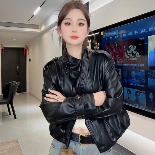 巨好看休闲酷帅美式复古黑色机车皮衣女2026春款高级感小个子外套