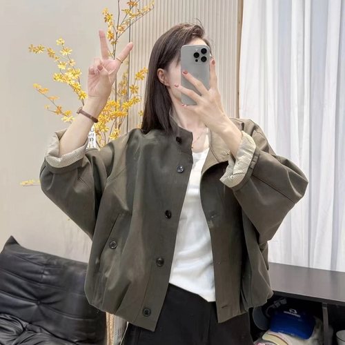 韩版立领夹克外套女2025秋新款百搭宽松显瘦时尚设计感小个子上衣