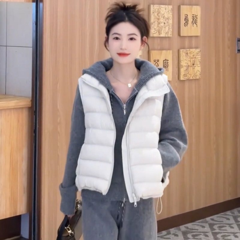 韩系排骨羽绒马甲女2025款简约小个子时尚洋气宽松白鸭绒背心外套,女装/女士精品,马夹,淘宝优惠券,粉丝福利购,淘宝优惠卷