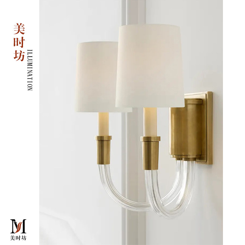 美式全铜壁灯VC1:1Vivian简约水晶臂双头别墅客厅卧室设计师款灯