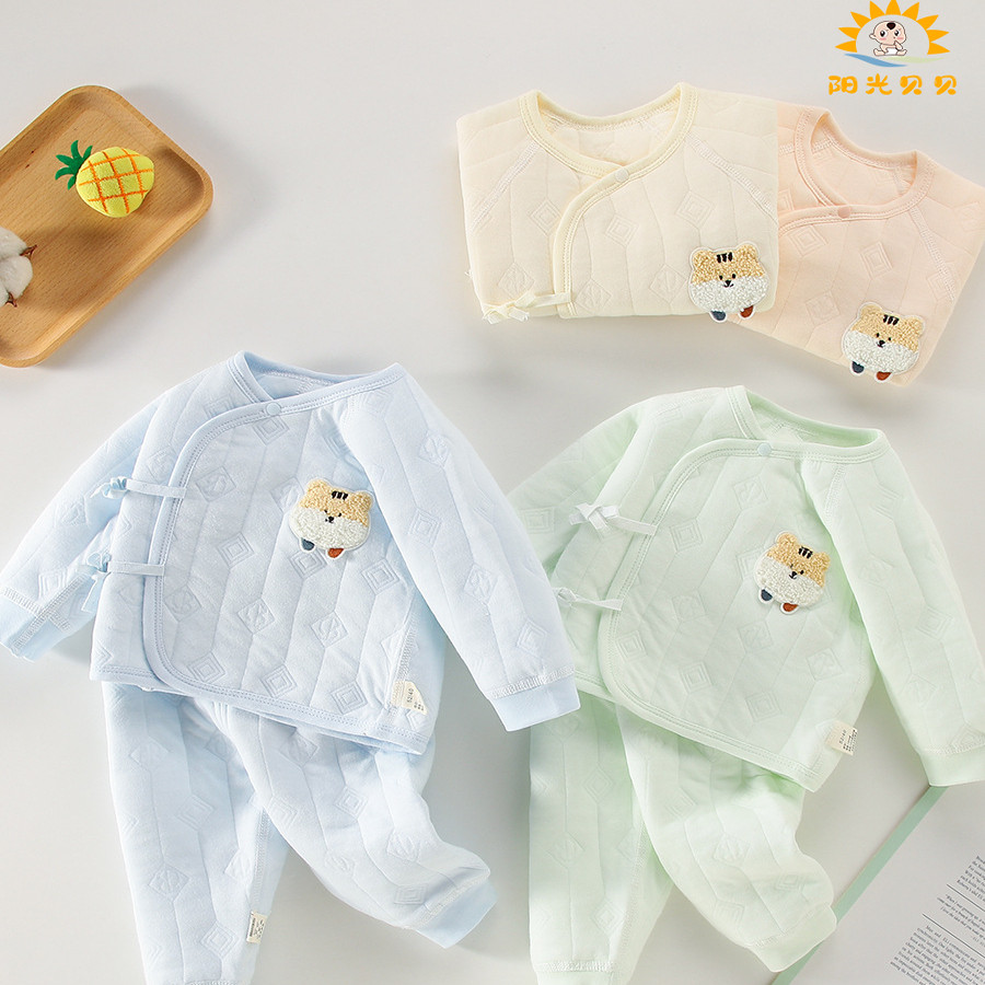 新生婴儿衣服a类春秋冬保暖男女宝宝分体可爱套装新生儿绑带衣服