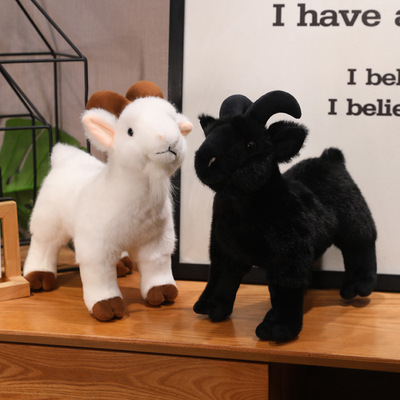 跨境仿真山羊公仔毛绒玩具小白绵羊玩偶装饰摆件节日礼物礼品