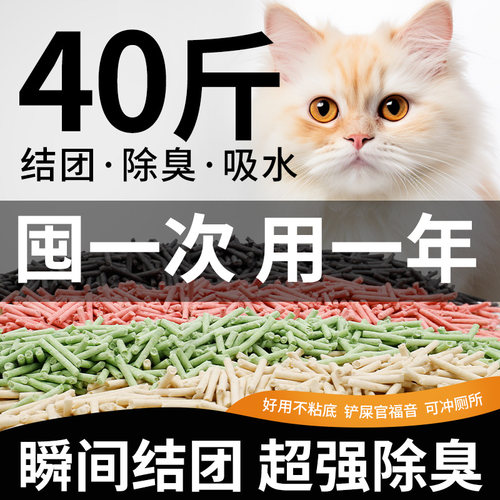 猫砂豆腐砂除臭无尘40斤去味结团20公斤包邮大袋装猫舍猫咪用品20