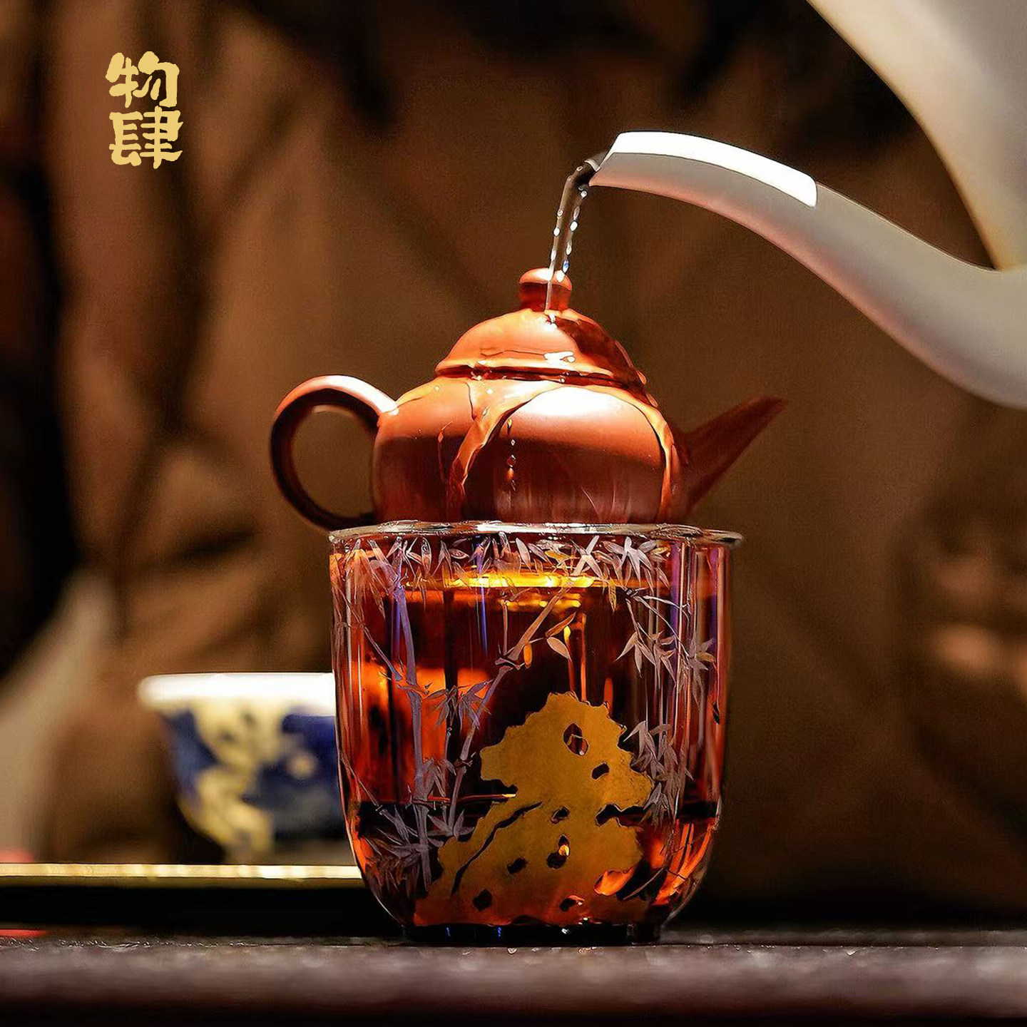 物肆景德镇手绘金银错建水茶洗