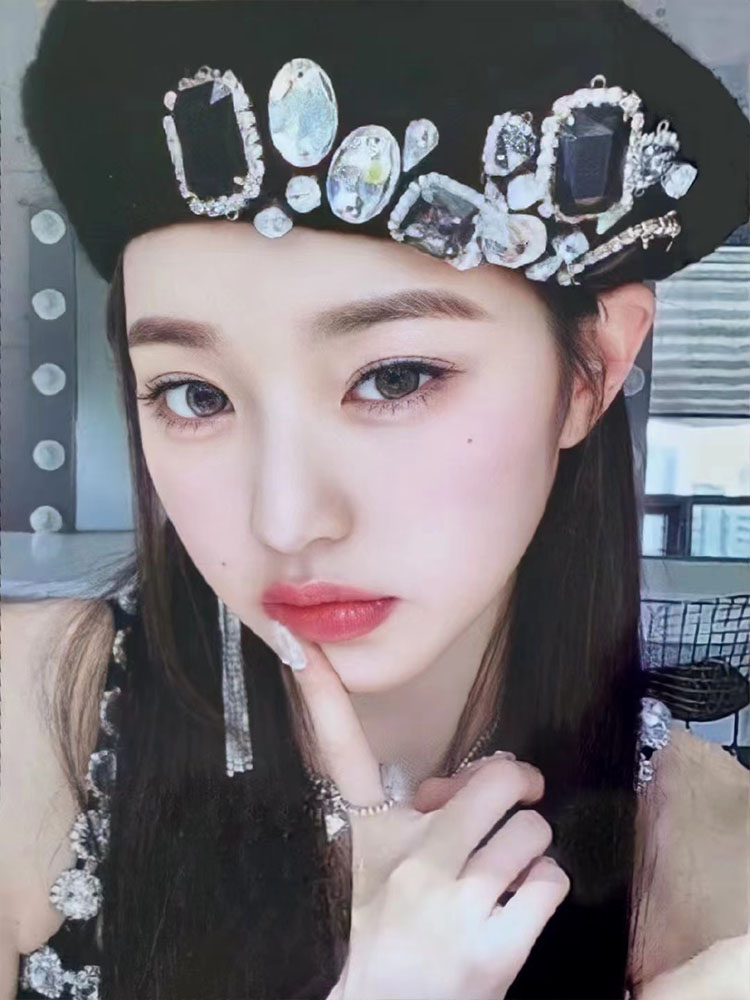 韩国ive女团张元英同款钻石贝雷帽爵士舞帽子少女复古公主帽子