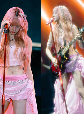 宋雨琦音乐节同款粉色背心套装爵士舞台表演服成人路演舞蹈演出服