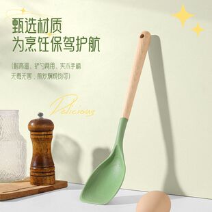 加长木柄硅胶锅铲炒菜专用不粘锅耐高温二合一家用多功能食品级