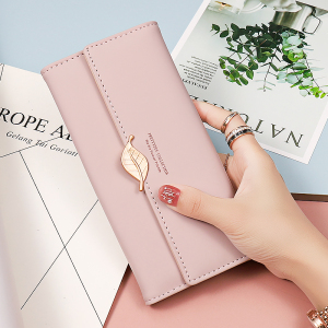 钱包女士2026新款爆款大容量女士长款钱包小清新叶子卡包手拿包女