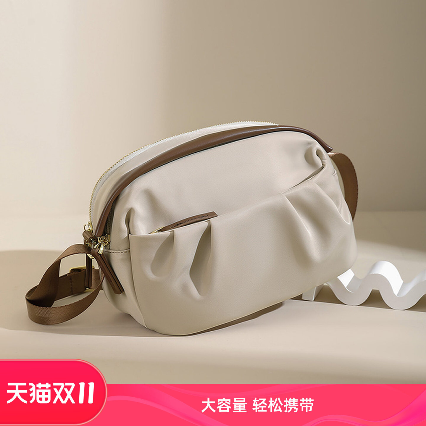 帆布包女大容量结实布包文艺牛津布小圆包宽带单肩斜挎包户外包