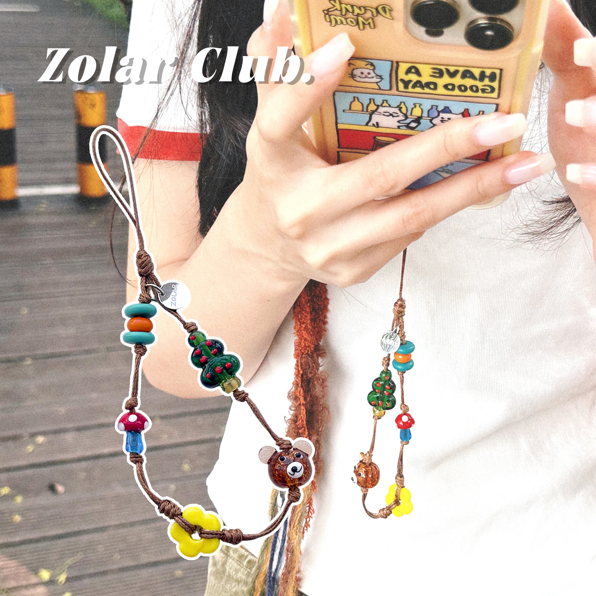 原创手工琉璃可爱挂绳手机链