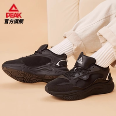 匹克秋冬加绒男款运动鞋厚底老爹鞋缓震舒适休闲棉鞋黑色复古男鞋