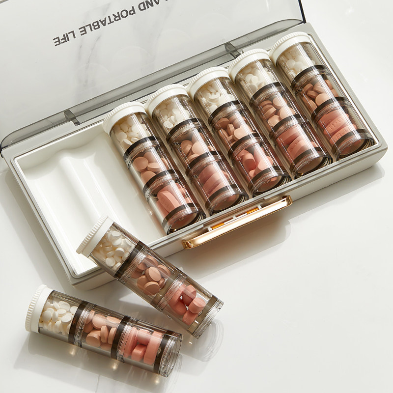 可连接分装盒随身便携食品级密封防潮一周小号收纳片胶囊小盒